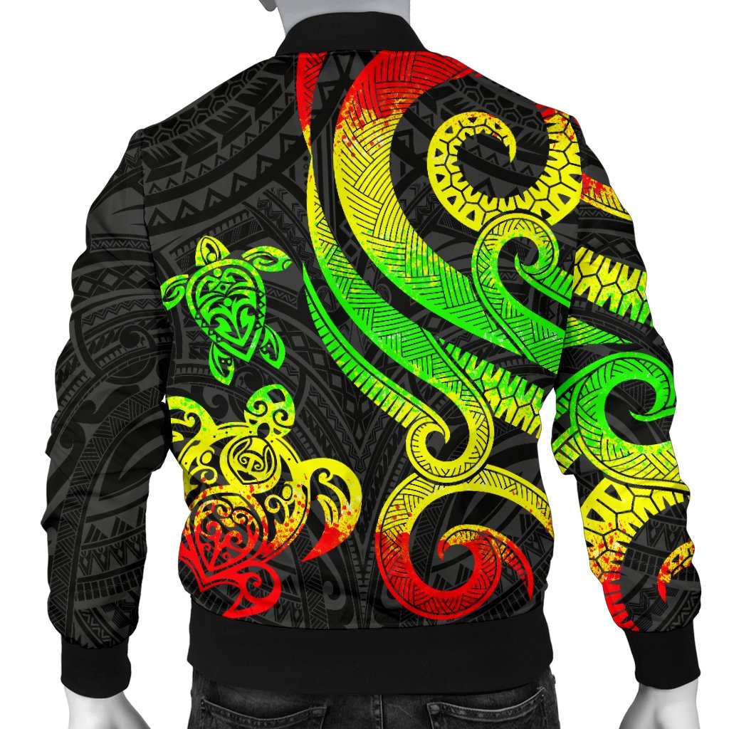 Pohnpei Micronesian Men Bomber Jacket - Reggae Tentacle Turtle - Polynesian Pride
