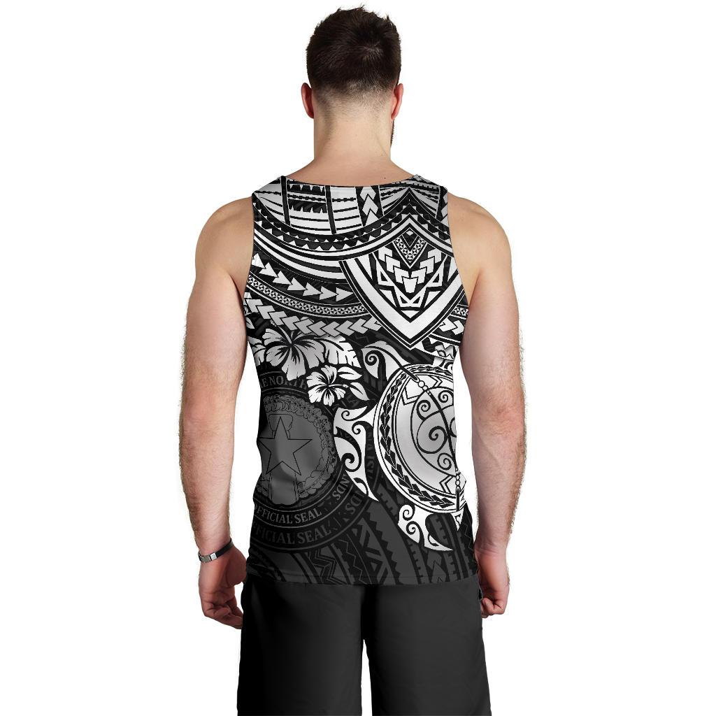 Northern Mariana Islands Polynesian Men's Tank Top - White Turtle - Polynesian Pride
