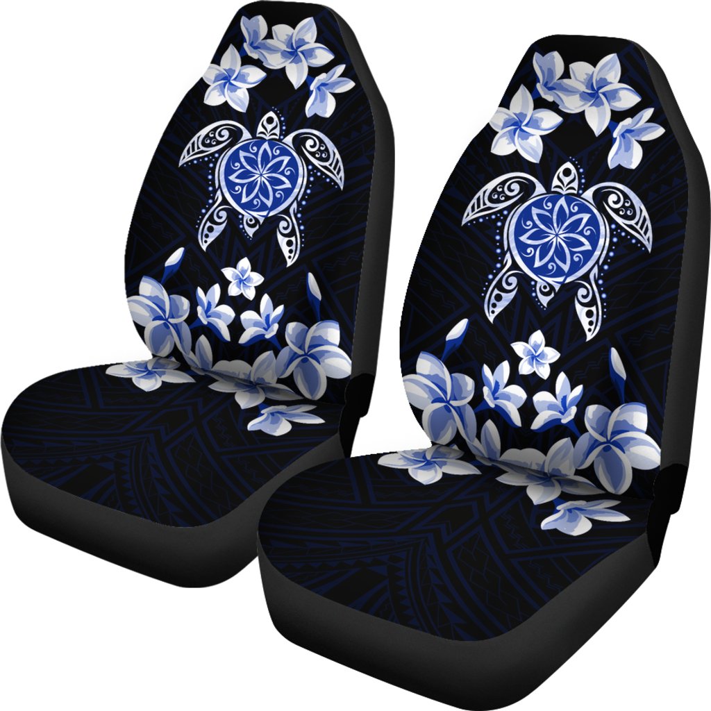 Hawaii Car Seat Covers - Hawaiian Icon Blue Turtle Plumeria - AH Universal Fit Blue - Polynesian Pride