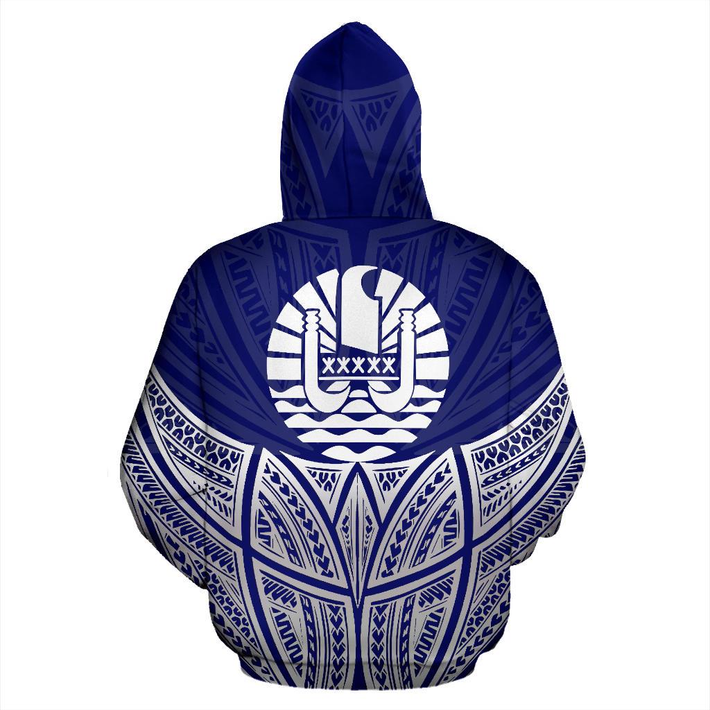 Tahiti Polynesian Hoodie Blue Pride Map nd Seal - Polynesian Pride