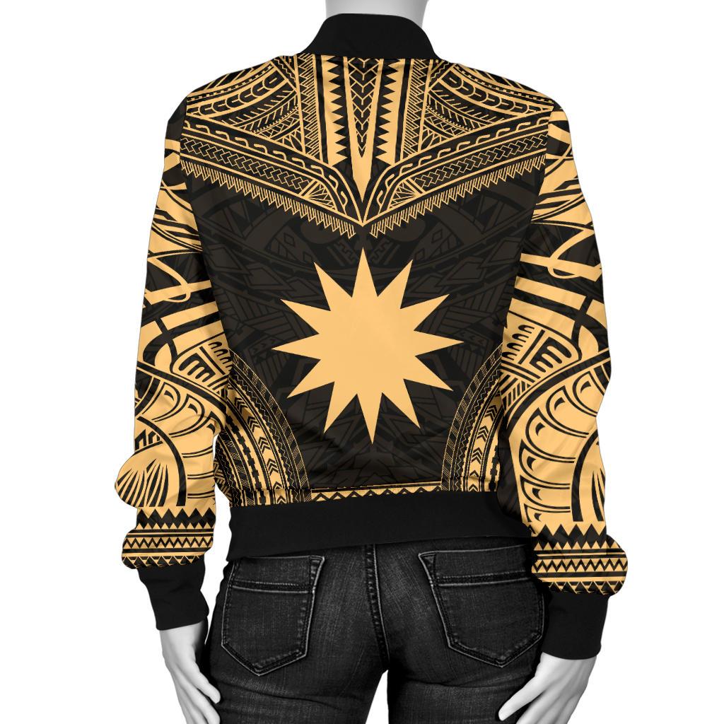 Nauru Polynesian Chief Women'S Bomber Jacket - Gold Version - Polynesian Pride