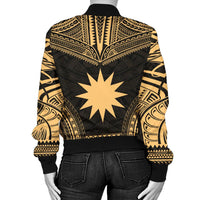 Nauru Polynesian Chief Women'S Bomber Jacket - Gold Version - Polynesian Pride