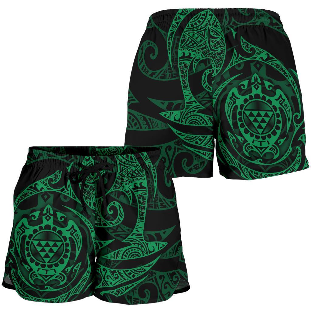 Polynesian Hawaii Women's Short - Green Turtle Tribal Women Green - Polynesian Pride