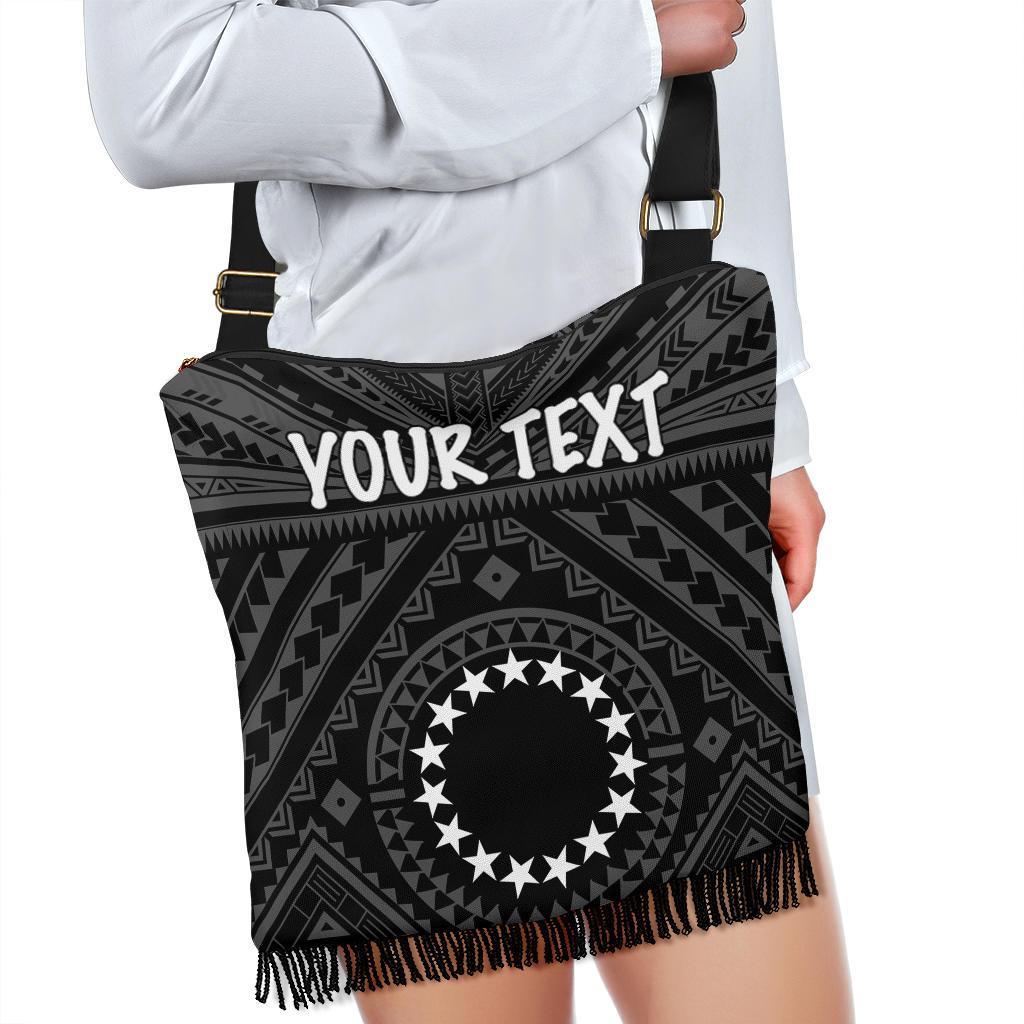 Cook Island Personalised Boho Handbags - Seal With Polynesian Tattoo Style ( Black) - Polynesian Pride