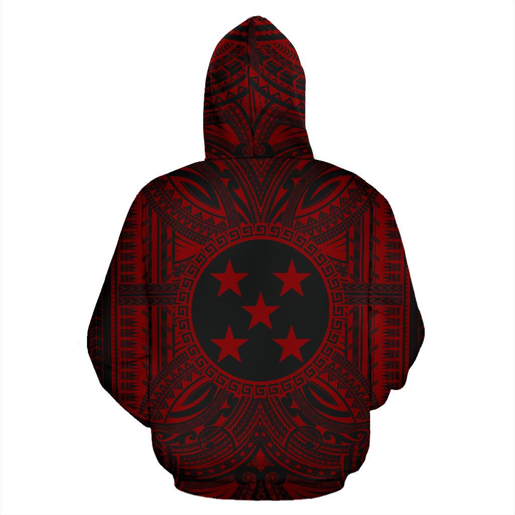 Gambier Islands ll Over Hoodie Gambier Islands Coat of rms Polynesian Red Black - Polynesian Pride