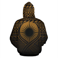 Marshall Islands All Over Zip up Hoodie Lift up Gold - Polynesian Pride
