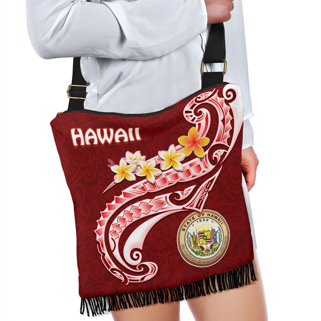 Hawaii Crossbody Boho Handbag - Hawaii Seal Polynesian Patterns Plumeria - Polynesian Pride