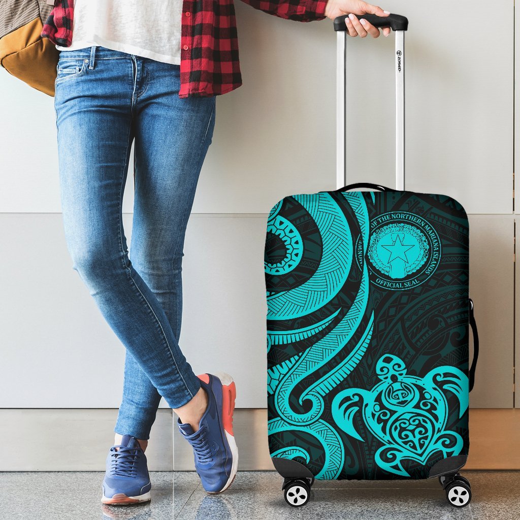 Northern Mariana Luggage Covers - Tentacle Turtle Turquoise - Polynesian Pride