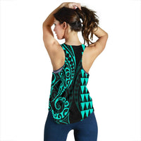 Kanaka Map Women's Racerback Tank Turquoise - Polynesian Pride