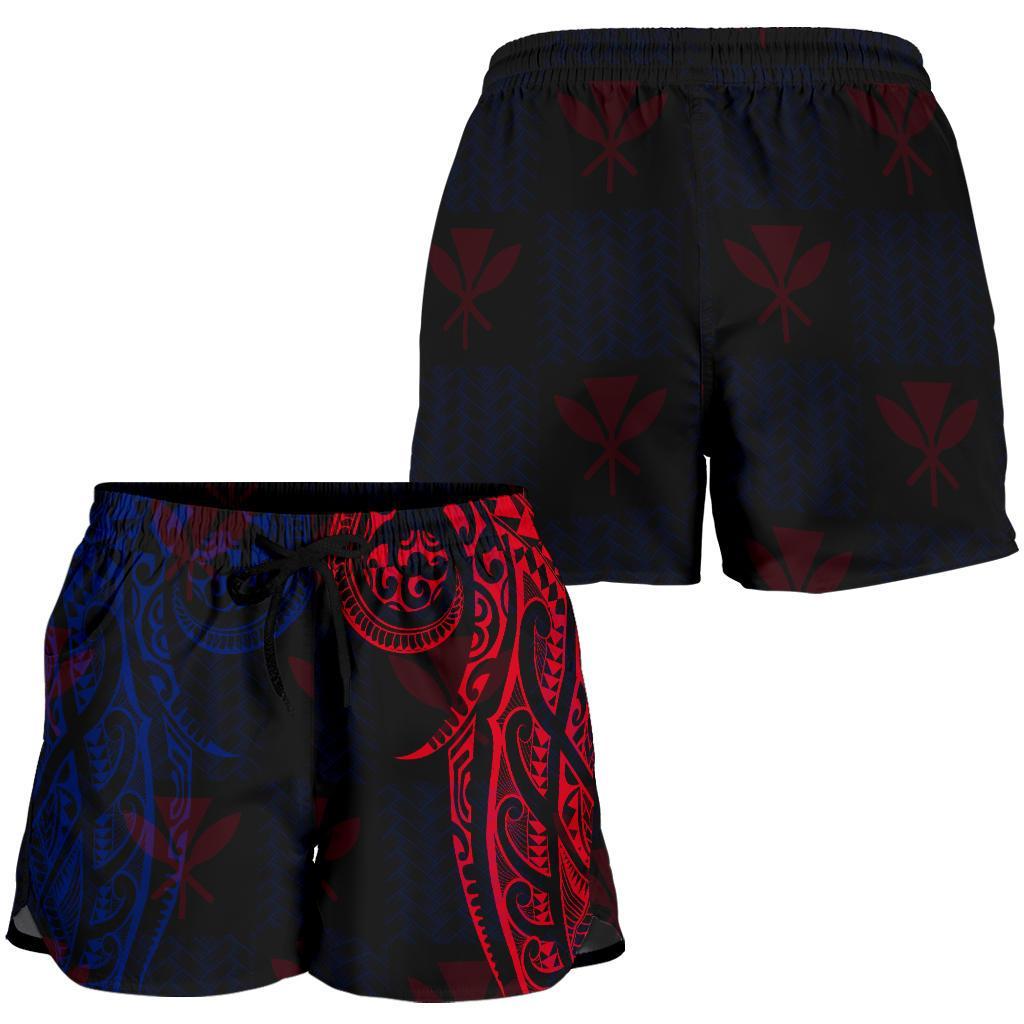 Hawaiian Kanaka Women's Shorts Flag Nation Black Demodern AH Women Black - Polynesian Pride