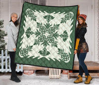 Hawaiian Pineapple Pattern Premium Quilt - Green - Argu Style - Polynesian Pride