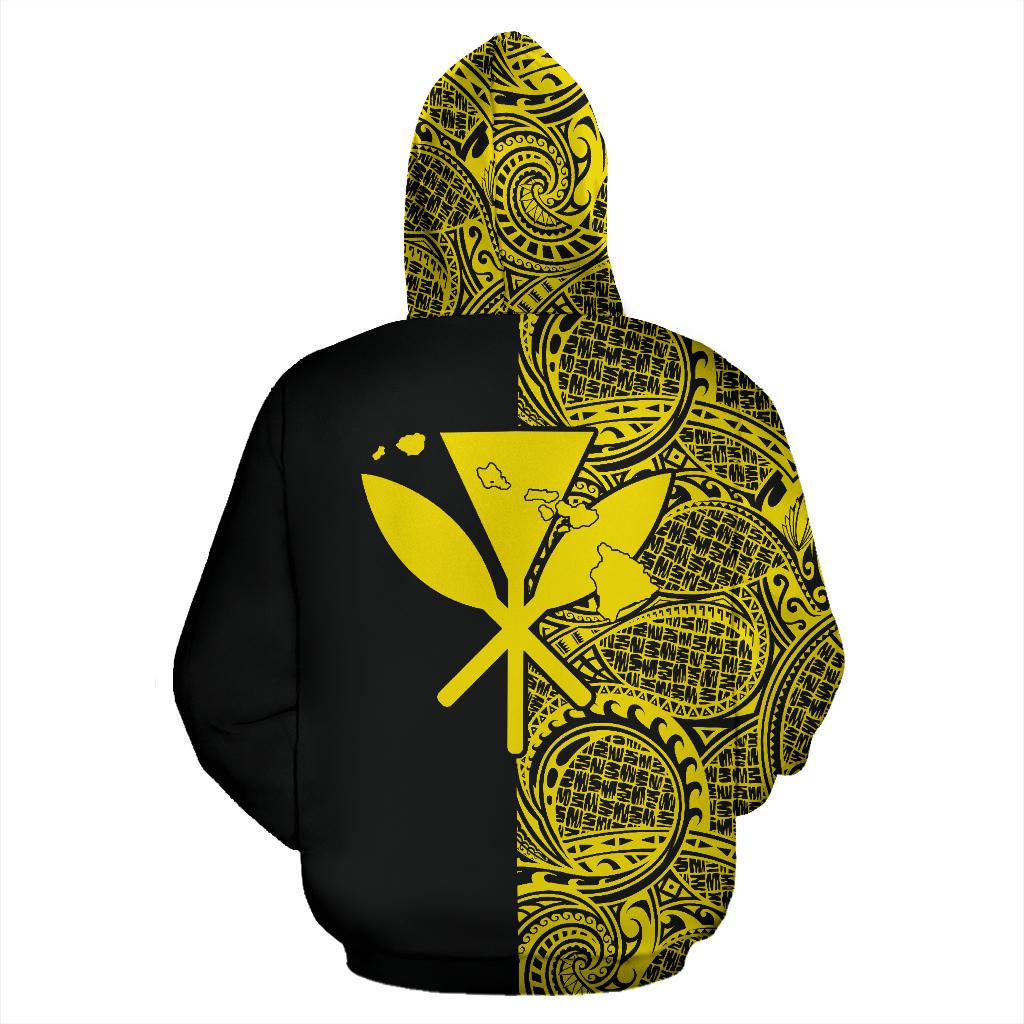 Hawaii Kanaka Polynesian Zip up Hoodie The Half Yellow - Polynesian Pride