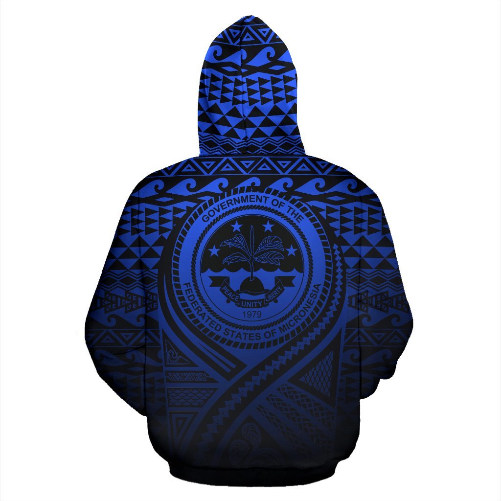 Federated States of Micronesia All Over Hoodie Lift up Blue - Polynesian Pride