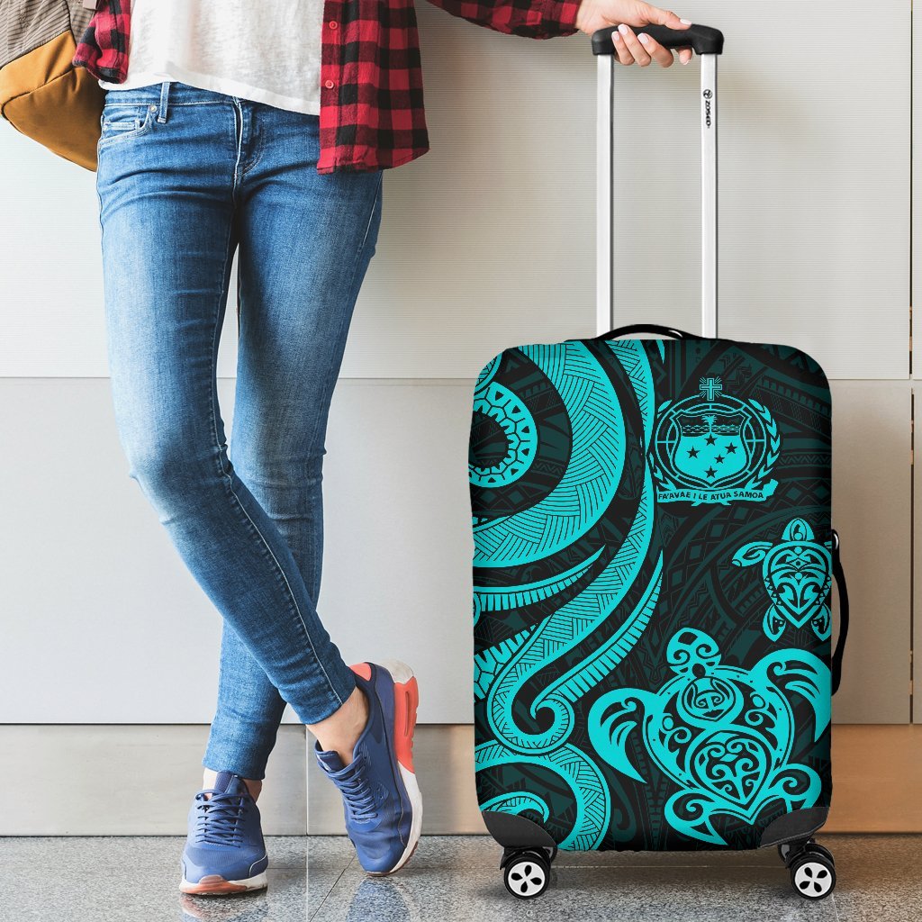 Samoa Polynesian Luggage Covers - Turquoise Tentacle Turtle - Polynesian Pride