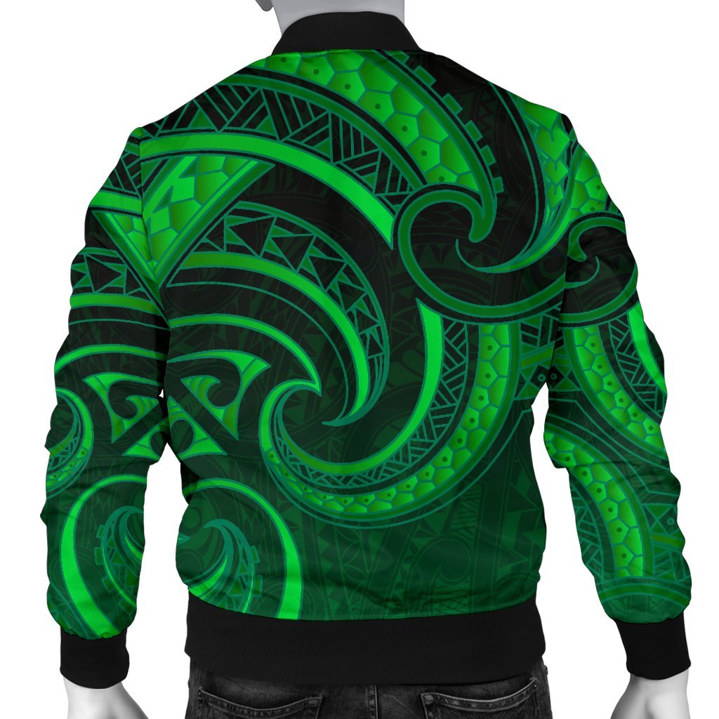 New Zealand Maori Mangopare Men Bomber Jacket Polynesian - Green - Polynesian Pride