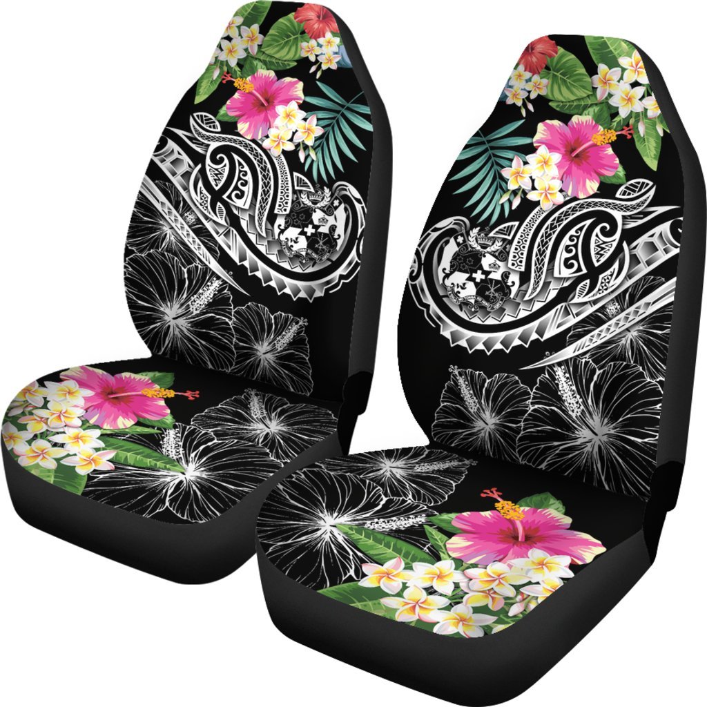 Tonga Polynesian Car Seat Covers - Summer Plumeria (Black) - Polynesian Pride