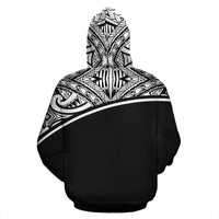 Poly All Over Custom Zip up Hoodie Polynesian Curve Black Style - Polynesian Pride