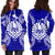 French Polynesia Polynesian Hoodie Dress Map Blue - Polynesian Pride