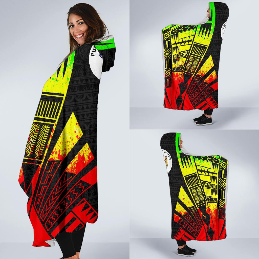 Niue Hooded Blanket - Polynesian Tattoo Reggae - Polynesian Pride