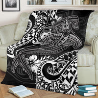 Samoa Premium Blanket - White Shark Polynesian Tattoo - Polynesian Pride