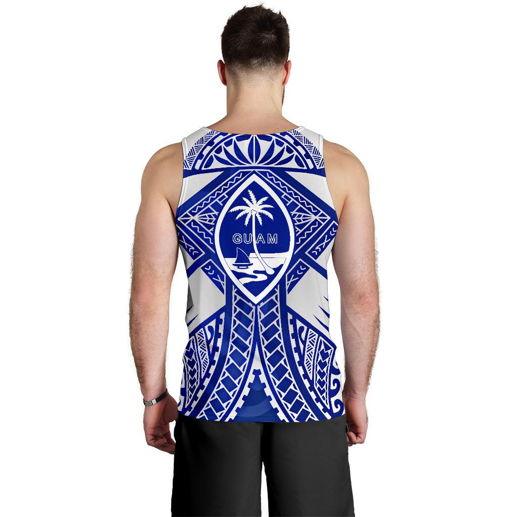 Guam Polynesian Men's Tank Top - Guam White Seal with Polynesian Tattoo Ver 02 - Polynesian Pride