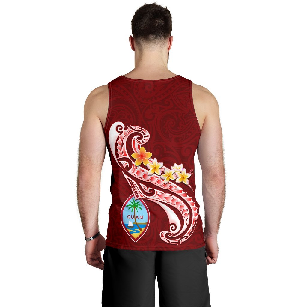 Guam Personalised Men's Tank - Guam Seal Polynesian Patterns Plumeria (Red) - Polynesian Pride