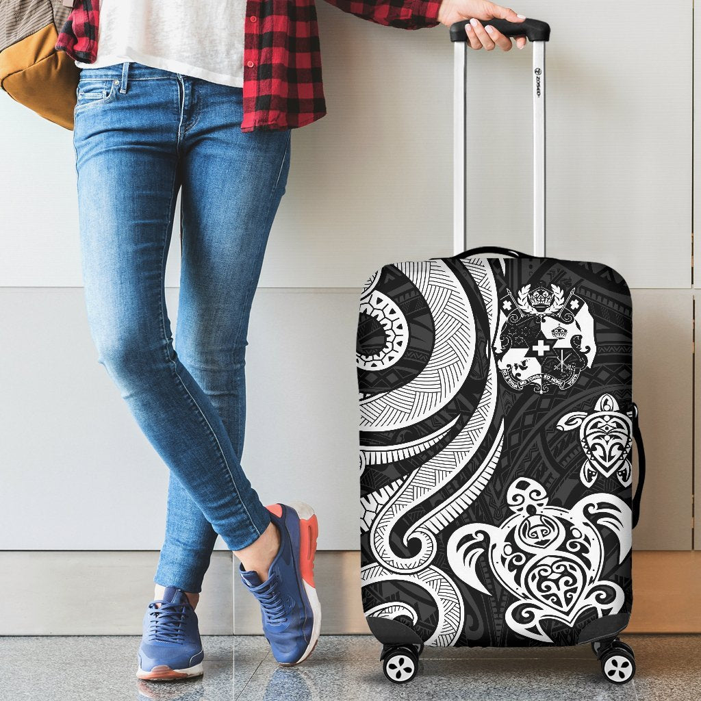 Tonga Polynesian Luggage Covers - White Tentacle Turtle - Polynesian Pride