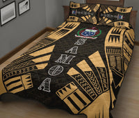 Samoa Quilt Bed Set - Samoa Coat Of Arms Polynesian Yellow Tattoo Style - Polynesian Pride