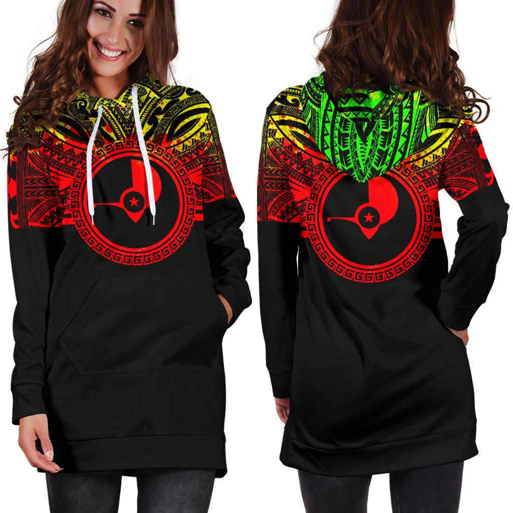 Yap Women Hoodie Dress - Yap Coat Of Arms Polynesian Reggae Color - Polynesian Pride