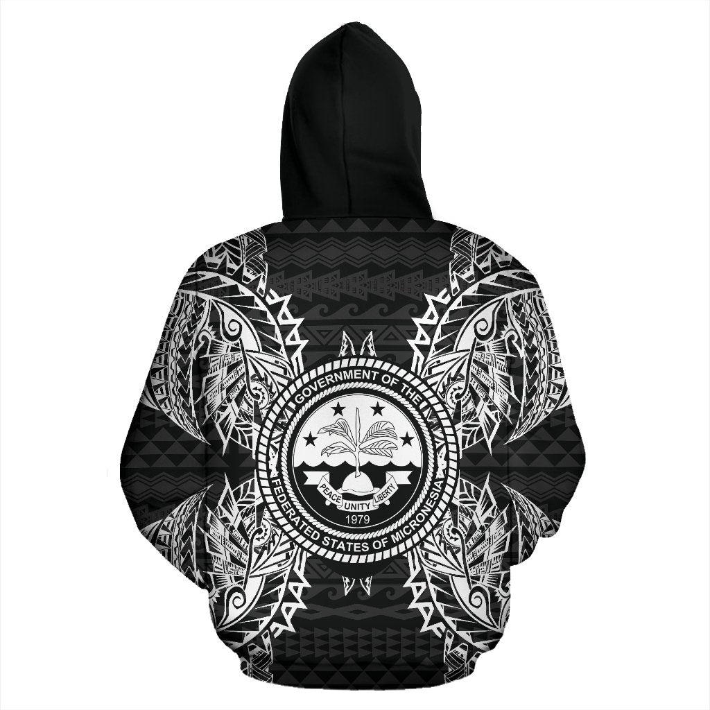 Federated States of Micronesian All Over Zip up Hoodie Map Black - Polynesian Pride