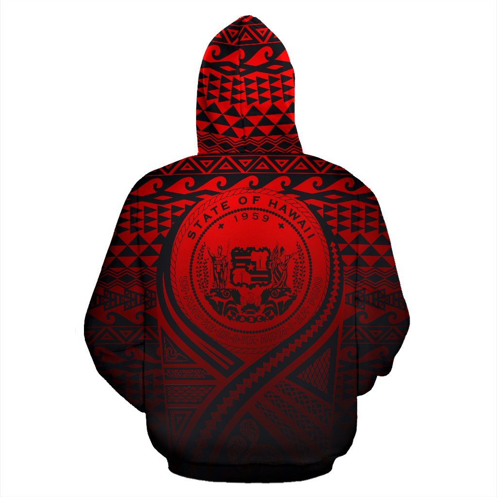 Hawaii All Over Hoodie Lift up Red - Polynesian Pride