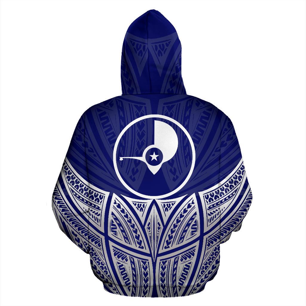 Yap Polynesian Zip up Hoodie Blue Pride Map and Seal - Polynesian Pride