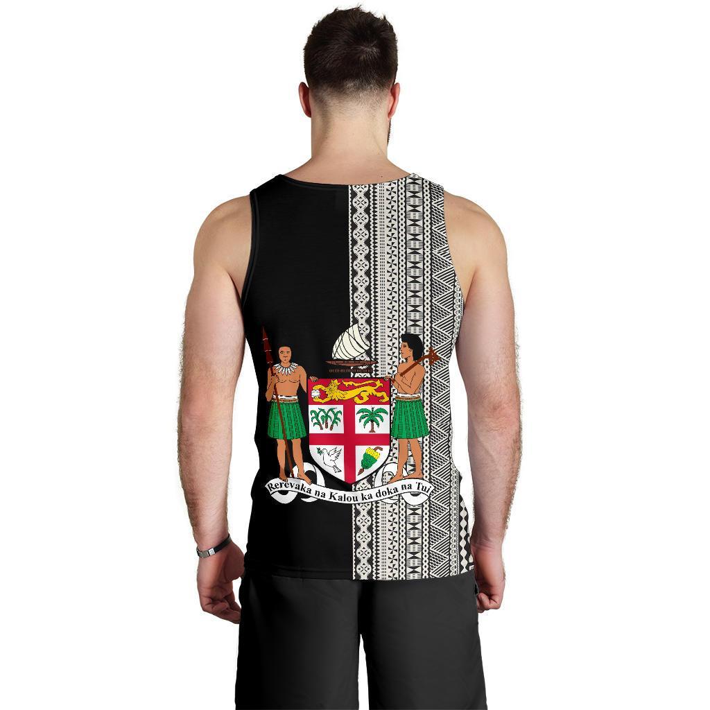 Fiji Men's Tank Top Tapa Half With Coat Of Arms TH1 - Polynesian Pride