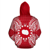 Cook Islands Polynesian All Over Zip up Hoodie Map Red White - Polynesian Pride