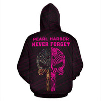 Polynesian Kakau Skull National Pearl Harbor Remembrance Day Hawaii Zip Hoodie Pink - Polynesian Pride
