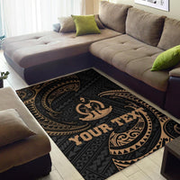 Vanuatu Polynesian Custom Personalised Area Rug - Gold Tribal Wave - Polynesian Pride