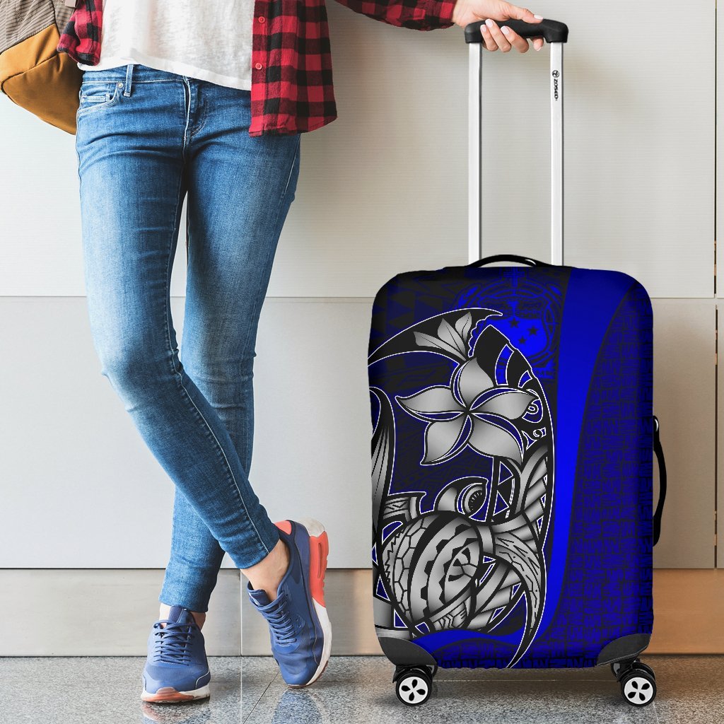 Samoa Polynesian Luggage Covers Blue - Turtle With Hook - Polynesian Pride