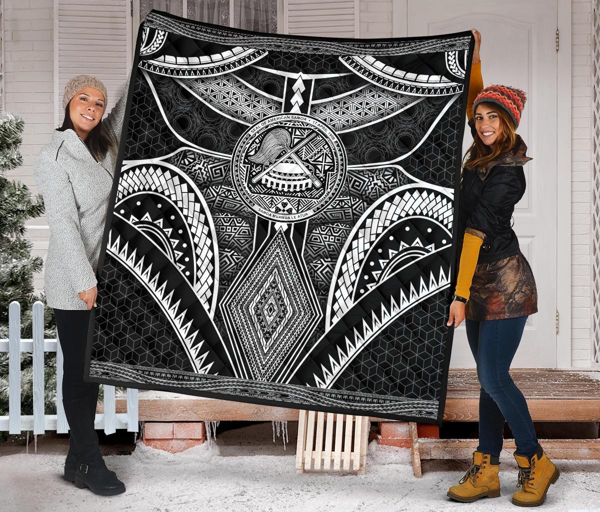 Polynesian Quilts - American Samoa Coat Of Arm With Poly Patterns - Polynesian Pride