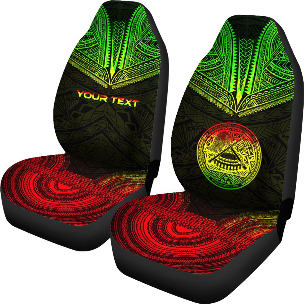 American Samoa Custom Personalised Car Seat Cover - American Samoa Seal Polynesian Chief Tattoo Reggae Version - Polynesian Pride