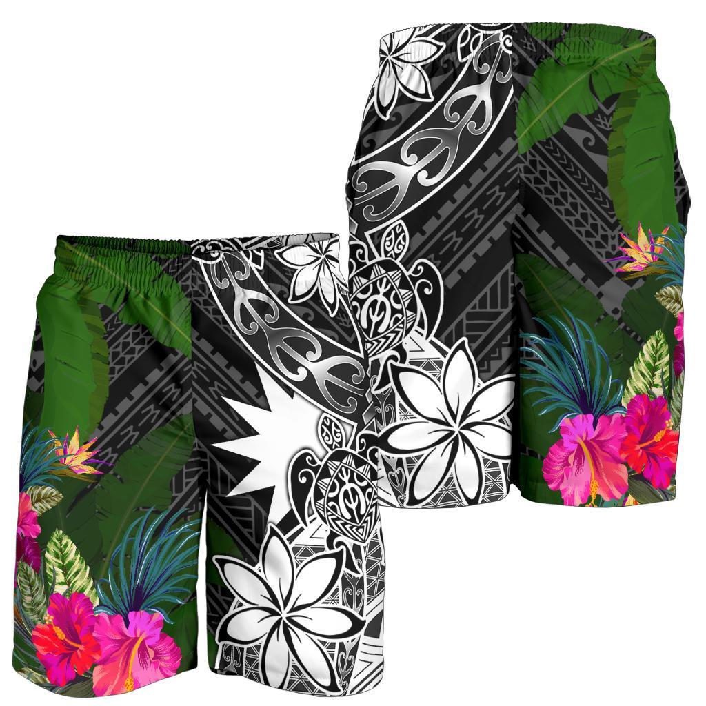 Nauru Men Shorts - Turtle Plumeria Banana Leaf - Polynesian Pride