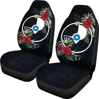 Yap Car Seat Covers - Yap Flag Hibiscus - A02 Universal Fit Black - Polynesian Pride