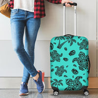 Polynesian Turtle Palm And Sea Pebbles Turquoise Luggage Covers Turquoise - Polynesian Pride