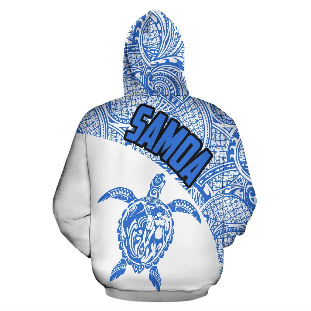 Samoa Hoodie Samoa Turtle Mermaid Polynesian Tattoo White Blue - Polynesian Pride
