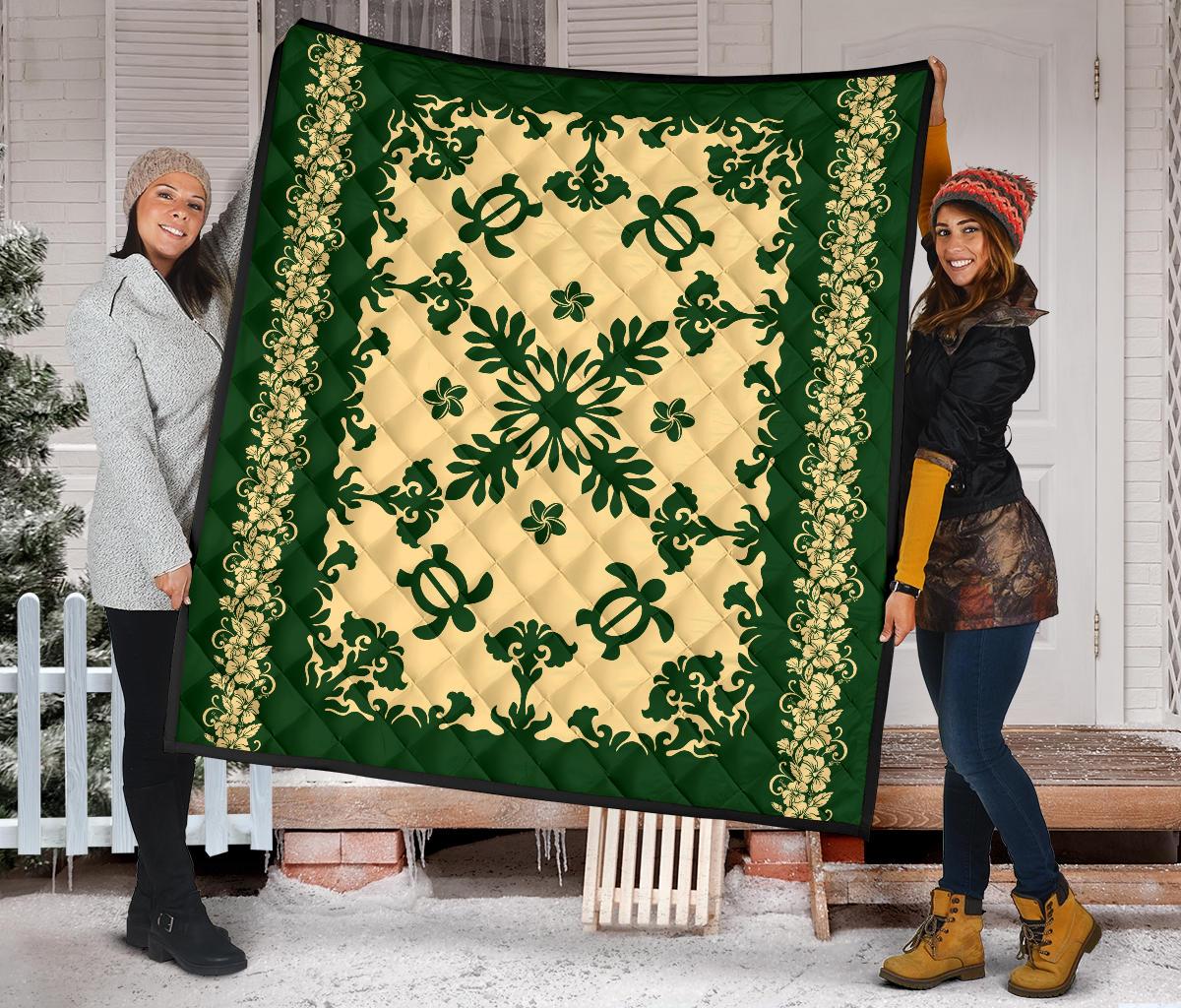 Hawaii Premium Quilt - Hawaiian Quilt Turtle Dance Sea Pattern - Polynesian Pride