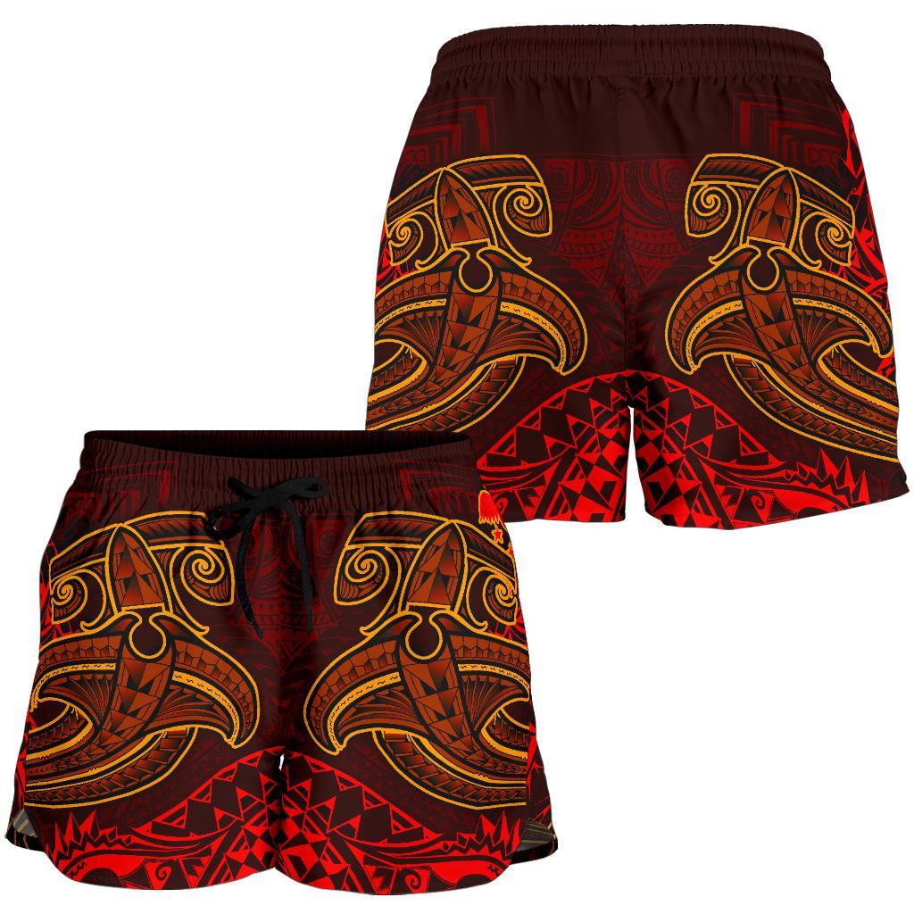 Papua New Guinea Women's Shorts - Red Shark Polynesian Tattoo - Polynesian Pride