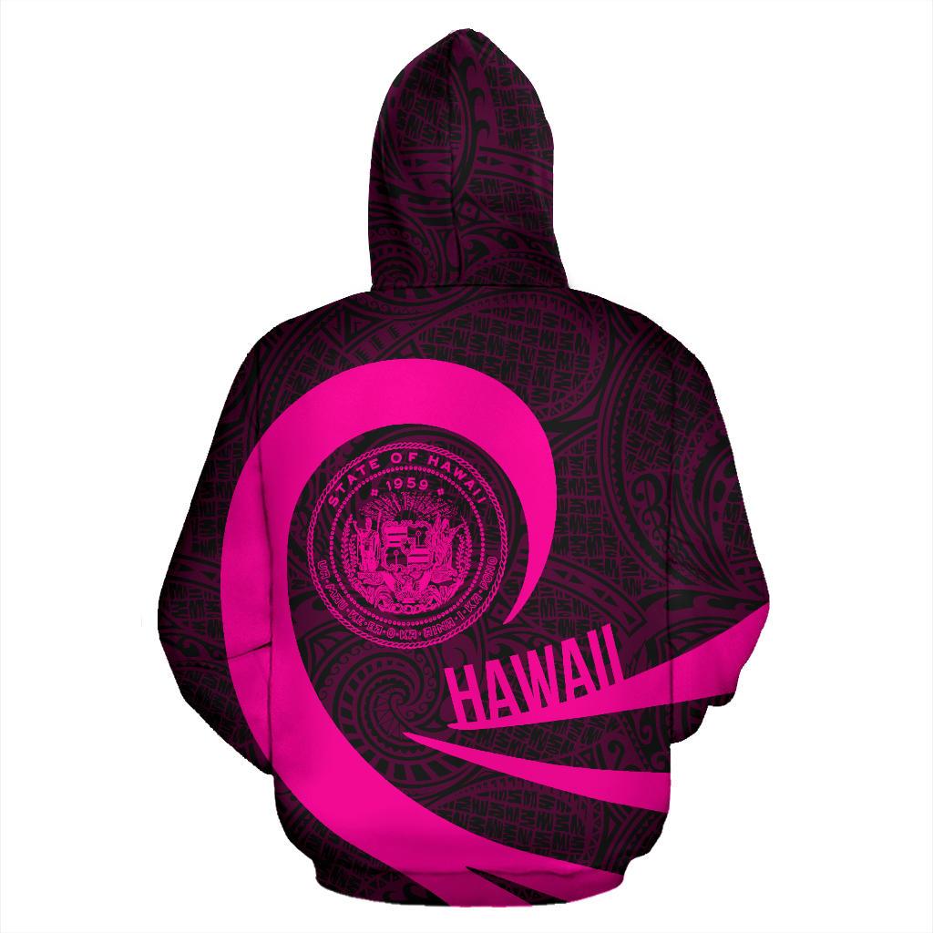 Hawaii Coat of Arms Roll In My Heart Zip up Hoodie Pink - Polynesian Pride