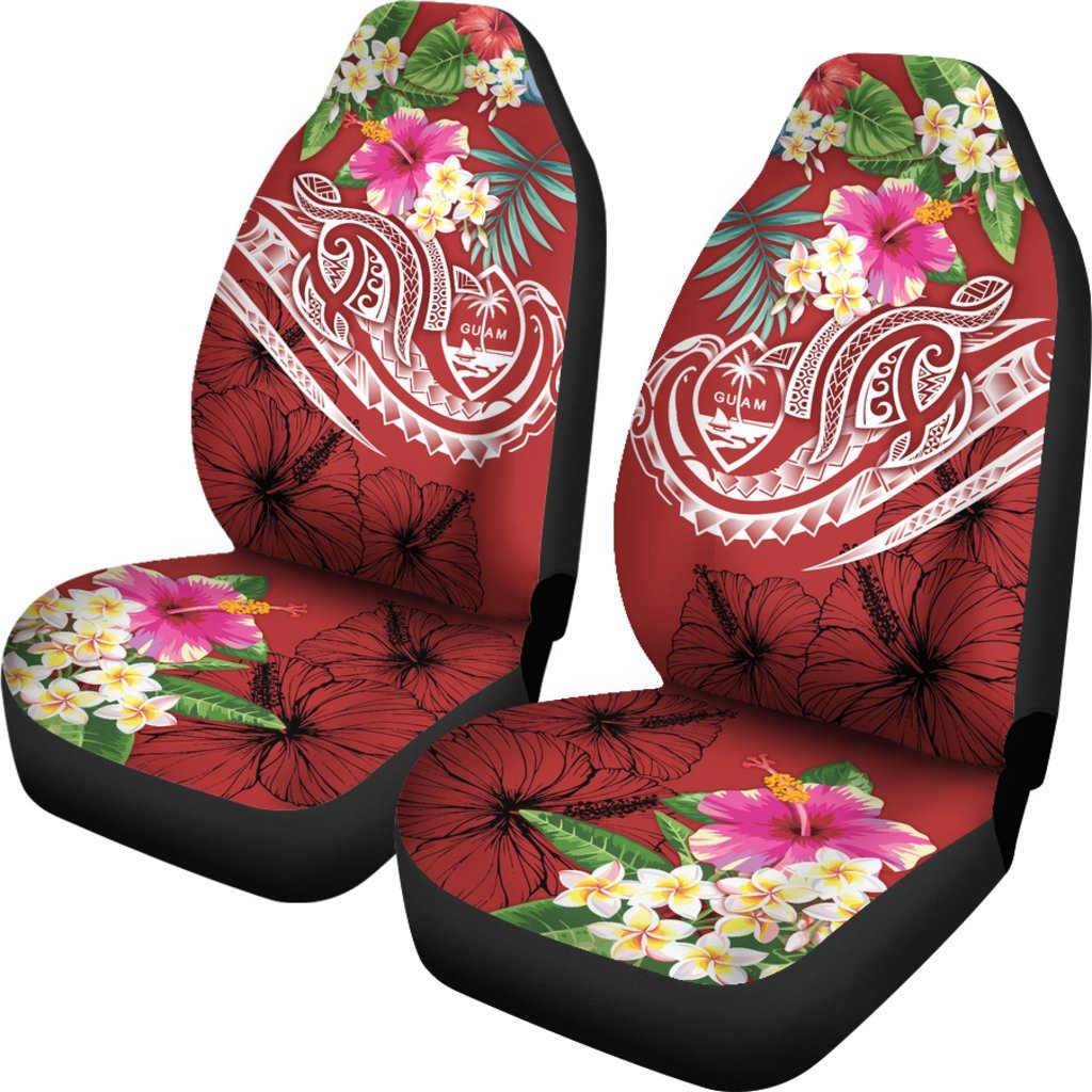 Guam Polynesian Car Seat Covers - Summer Plumeria (Black) - Polynesian Pride