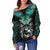 New Zealand Maori Moko Women's Off Shoulder Sweater Paua Shell - Polynesian Pride