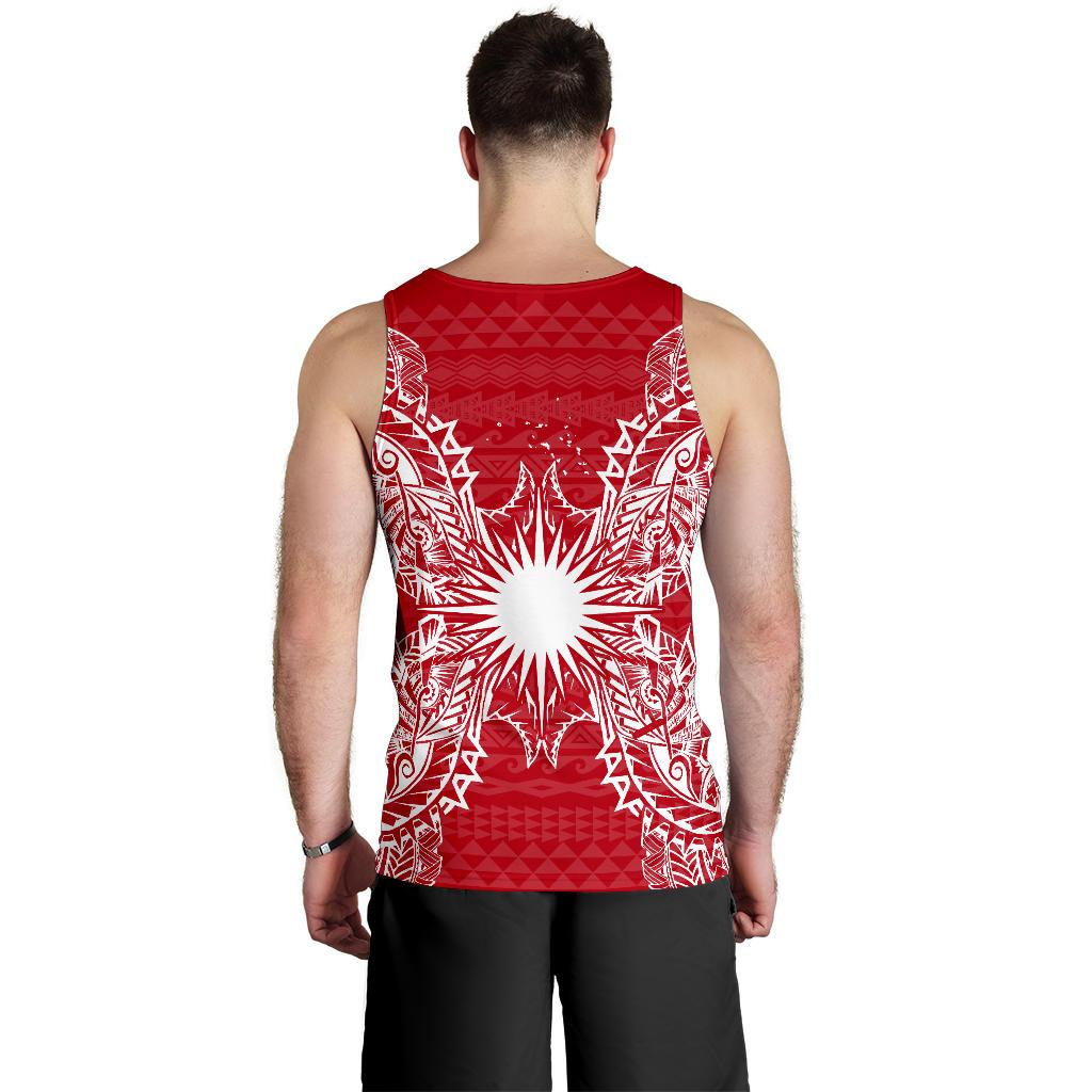 Marshall Islands Polynesian Men Tank Top Map Red White - Polynesian Pride