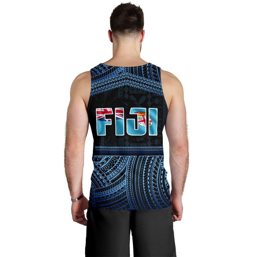 Fiji Rugby Polynesian Patterns Men's Tank Top Blue - Polynesian Pride